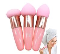 Esponja de base - Juego de 3 mezcladores de maquillaje, de alta densidad con asas, versátiles esponjas cosméticas secas y húmedas, herramienta de belleza de viaje para corrector, contorno de