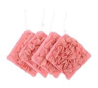Esponja de Ducha de Red Naranja 4 Piezas, Limpieza Delicada Corporal | Malla de Tela, Formato Portátil para Viaje y Baño, Genera Espuma Abundante, Uso Adulto