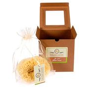 Esponja de lana de mar amarilla natural de 15,2 cm. Perfecto para baño, ducha y cuidado corporal. Súper suave y no irrita la piel. Aprobado por el bebé. Esponja de lujo en una bolsa y caja de manualidades.