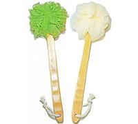 Esponja de lufa de ducha para el cuerpo y la espalda, cepillo exfoliante de baño de lufa en un palo, con mango largo de madera para hombres y mujeres, aplicador de jabón corporal y loción de fácil