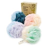 Esponja de lufa de limpieza profunda de doble textura Spongentle para una piel radiante. Paquete de 4. Exfoliante corporal para ba o y ducha. Her