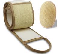 Esponja de lufa natural exfoliante para la espalda, para hombres y mujeres, esponja de luffa real con almohadilla de lufa y gancho adhesivo (127 cm de largo y 10 cm de ancho)