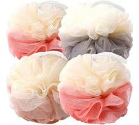 Esponja de lufa, paquete de 4, limpiador corporal de limpieza profunda para ducha, esponja de baño exfoliante para mujeres y hombres, accesorios de baño (50 g)