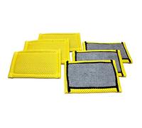 Esponja de malla de microfibra para platos, 4.25 x 6.25 pulgadas, repuesto de esponja de espuma, apto para lavandería y lavavajillas SMT305YGY46 , 0.5 Pound, Gris y dorado., 6