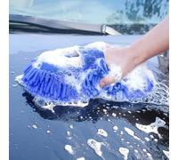 Esponja de microfibra para lavado de coche, guante de lavado de coche, antiarañazos, sin pelusas, suministros de limpieza para quitar el polvo y pulir (azul real)