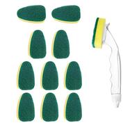 Esponja de Plato con Mango de 12 Piezas/Set de Limpieza de matices Cepillo de Servicio Pesado Varita de Plato de Servicio Pesado para Cocina, Fregadero, baño, Cepillo de Limpieza reemplazable con Man