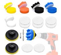 Esponja de Pulir Coche de 23 Piezas, Almohadillas de Pulido 80mm, Pulidora Pulido Lana Kit, 2 Adaptadores M10 y Almohadillas de Lana para Pulido y Encerado de Automóviles