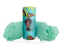 Esponja de red africana, exfoliante corporal auténtica, esponja de baño elástica extra larga para ducha, paño exfoliante profundo para una piel suave, 1 paquete (espuma de mar)