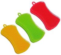 Esponja de Silicona,3 Pack Multifunción Antibacteriana Cepillo de Limpieza de Silicona Scrubber para Cocina para Ollas de Cocina, Tazón de Fuente de Pan, Frutas y Verduras