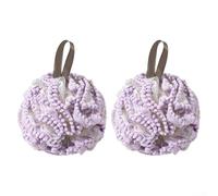 Esponja espumosa de flores de baño, paquete de 2 bolas de malla suave para elevar tu experiencia de ducha con espuma rica (morado)