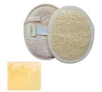 Esponja exfoliante corporal natural con barra de jabón de leche de cabra | Esponja de baño Luffa, esponja exfoliante de lufa para ducha, exfoliante de lufa para hombres y mujeres | Suave, brillante |