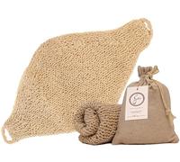 Esponja exfoliante corporal natural, lufa para hombres y mujeres, paño de lavado duradero hecho a mano, limpiador de espalda con asas para baño y ducha, limpieza profunda, cuidado de la piel, lufa