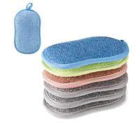 Esponja Lavable de Microfibra, 6 Unidades, Esponja de Doble Cara, Reutilizable, un Lado áspero y Otro Suave para ollas, sartenes, Platos