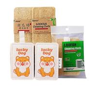 Esponja lavavajillas de lufa orgánica de doble cara, comprimida y natural, de pulpa de madera y algodón, ideal para fregar la ducha y limpiar la cocina (paquete de 6) - Lucky Dog