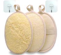 Esponja natural exfoliante corporal (3 unidades), fabricada con esponja de luffa de ducha ecológica y biodegradable, lufa para mujeres y hombres, beige (3)