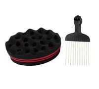 Esponja para el pelo - Cepillo para rastas, peine ondulante, cepillo de goma, esponja para rizos afro, herramienta lavable para pelo corto, rizador de rizos Boy Girl, definición de herramienta para el