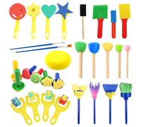 Esponja Pintura Cepillos Kit, Juego de Pinceles de Esponja, Pinceles de Espuma Coloridos, Pintura DIY Artesanías, Herramientas de Pintar de Educación Temprana para Niños