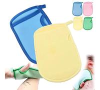 Esponja Saca Mugre Del Cuerpo, Esponjas Saca Mugre, Guante Removedor de Piel Mugre, Guante Removedor de Piel Muerta 2023, Manopla de Lavado Corporal (Azul + Amarillo)