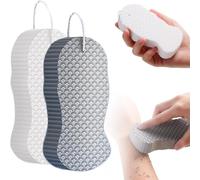 Esponjas De BañO Exfoliantes Mágicas, Esponja De Baño Exfoliante Mágica, Removedor De Piel Muerta Para El Cuerpo, Amigable Con La Piel Y Reutilizable, Esponja De Ducha (blanco+gris)
