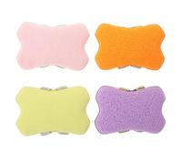 Esponjas de Ducha Exfoliantes 4 Piezas Bolsa de Jabón, Doble Cinta, Colores Verde Rosa Púrpura Naranja, Esponja Corporal para Limpieza Diaria y Exfoliación