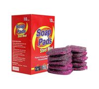 Esponjas de lana de acero,Paja de hierro con jabón | 10 piezas limpiador multifuncional para cocina, elimina