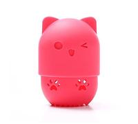Esponjas De Maquillaje Cara de silicona Cosmético Polvo Puff Sponge Caja Huevo Decking Funda Portátil Suave Gato Belleza Polvo Puff Blender Titter Sponge Maquillaje Esponja De Maquillaje(10 red)
