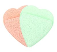 Esponjas Desmaquillantes Exfoliantes para Dedos, Paquete de 2 Unidades (naranja Corazón Verde Corazón), Herramienta y Reutilizable para Limpieza Facial y Eliminación