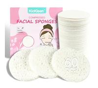 Esponjas faciales comprimidas de 60 unidades, 100 % natural de celulosa Kickleen para limpieza facial diaria, eliminación de maquillaje y máscaras, exfoliante, masaje de la piel, exfoliación de poros (blanco)