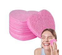 Esponjas Faciales en Forma De Corazón: 50 Piezas Naturales Comprimidas, Almohadillas De Belleza, Esponja De Eliminación De Maquillaje Exfoliante, Bufete Cosmético | Herramienta De Lavado F