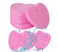 Esponjas faciales, esponja exfoliante facial, 50 esponjas limpiadoras suaves, esponja facial en forma de corazón, esponjas faciales comprimidas en forma de corazón, esponjas de limpieza