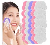Esponjas faciales para lavar la cara - 30 almohadillas naturales comprimidas en forma de flor - Esponjas de limpieza facial | Para pieles sensibles, rutina de belleza diaria, noche, viaje, ducha, spa