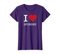 Esponjas I Heart, I Love Sponges Camiseta, Mujer, Morado, XL
