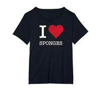 Esponjas I Heart, I Love Sponges Camiseta, Mujer Tallas Grandes, Negro, 5XL Grande