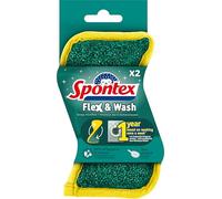 Esponjas Reutilizables Spontex Flex & Wash | Esponja de Microfibra de Doble Cara para Limpiar y Frotar | Productos de Limpieza para la Cocina, el baño y el hogar | Pack de 2