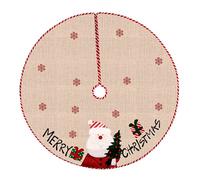 Esportic Falda del Árbol de Navidad, Base del Árbol de Navidad, Alfombra de Árbol de Navidad, Cubiertas para Base Arbol de Navidad, 108cm Retro Redonda Decoración de Falda de Navidad de Lino