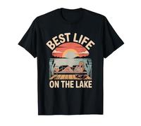 Esposa del Lago Atardecer Ponton Vida En El Mujer Camiseta