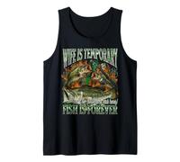 Esposa Es Temporal Fish Es para Siempre Divertido Pesca Meme Bootleg Camiseta sin Mangas