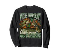 Esposa Es Temporal Fish Es para Siempre Divertido Pesca Meme Bootleg Sudadera