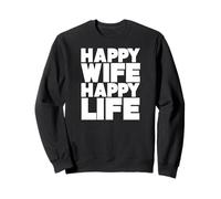 Esposa Feliz Vida Feliz Frase Divertida de Matrimonio Sudadera