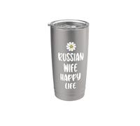 Esposa rusa Vida feliz para las mujeres rusas de Rusia Vaso térmico de acero inoxidable de doble pared