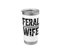 Esposa salvaje salvaje mujer indómita audaz tipografía Vaso térmico de acero inoxidable de doble pared