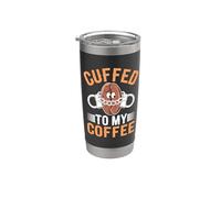 Esposado a mi café Divertido Amante del café de la policía Vaso térmico de acero inoxidable de doble pared