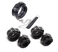Esposas Ajustables De Cuero Sintético Para El Cuello,Esposas Y Tobillos Acolchados Suaves,Disfraces De Cosplay Bdsm,Juguetes Sexuales Para Adultos,Talla Única,Color Negro.
