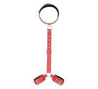 Esposas De Cuero Ajustables,Collar Gargantilla,Ataduras,Collar De Afinación,Esposas,Juguetes Sexys,Gadgets Para Adultos,Masturbador Femenino,Juguete Sexual,Rojo,Talla Única