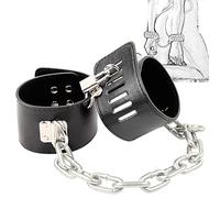 Esposas de cuero, esposas, cama sexual, esposas de bondage SM con cadenas de metal gruesas, camas BDSM, restricciones, juegos de rol de esclavos, juguetes sexuales fetichistas eróticos para parejas