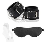 Esposas de cuero negro ajustable, 1Pcs Set Juguetes Erótîcôṡ para Parejas Pack, Party Game Play Props, Juego de esposas y esposas para pies redondas