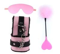 Esposas De Esclavo Para Bondage,Bdsm,Coqueteo Erótico,Collar Fetiche De Plumas,Juguetes Sexuales Para Mujeres,Pinzas Para Pezones,Látigo Para Azotes,Juegos Para Adultos,Color Rosa,3 Piezas,Talla Ú