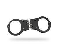 Esposas Policiales Reales - Grilletes de Seguridad de Bisagra con Seguro - Apertura con Llave - Fabricado en Acero Inoxidable - Incluye 2 Llaves - Color: Negro - Shoke