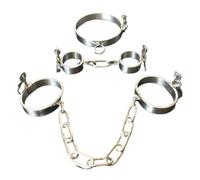 Esposas sexuales de acero inoxidable, puños de tobillo/puños de pierna y kit de sujeción de cuello, juguetes sexuales eróticos, herramientas de sujeción de esclavos fetiche para parejas(Männlich-3 Tei