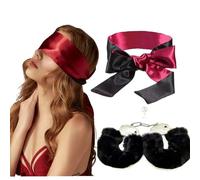 Esposas Suaves Accesorios para Fiestas - Máscara Ocular de Seda Blackout - Accesorios para Juegos de Interior B204 (negro)